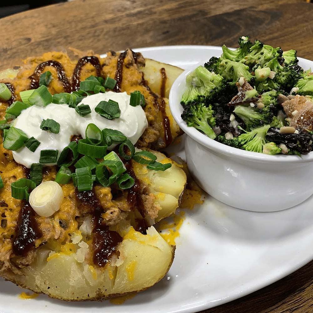 baked potato with salad